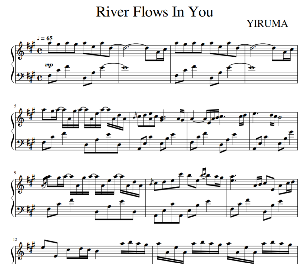 River Flows In You sheet piano